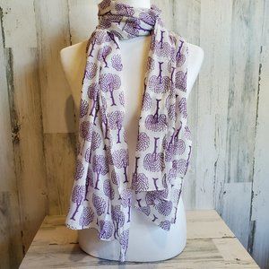 Tree of Life 100% purple white Cotton Scarf 0038